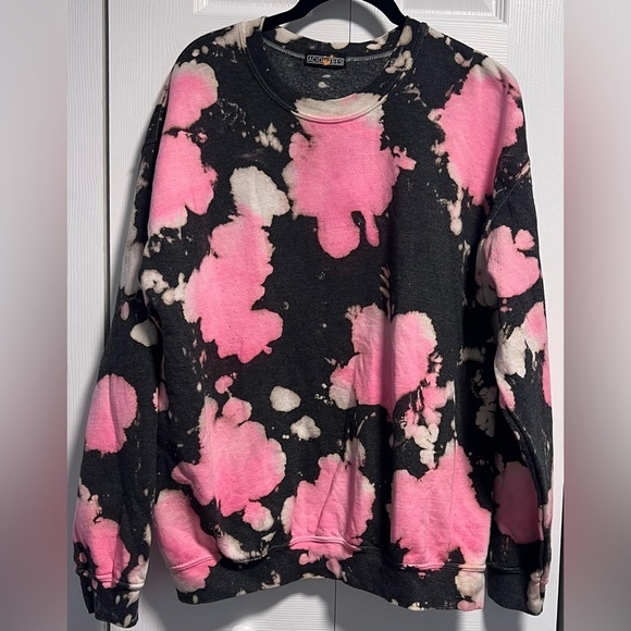 Acidi Tees Black With Pink/Cream Splatter Design Sweatshirt - Picture 1 of 3